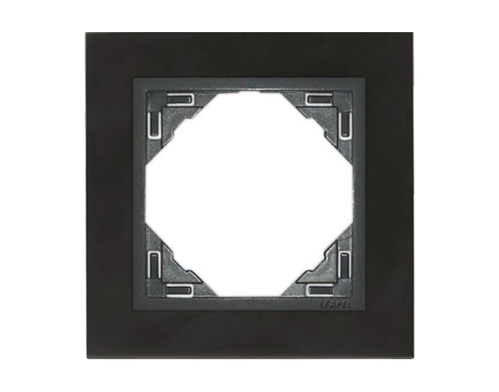 90910 TQS Рамка одинарна універсальна LOGUS Нікель з пласт. вставкою графіт