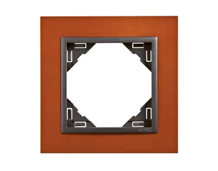 90910 TTS Рамка одинарна ANIMATO металік оранжевий / металікік графіт