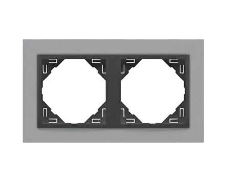 Рамка подвійна ANIMATO металік алюміній / металікік графіт