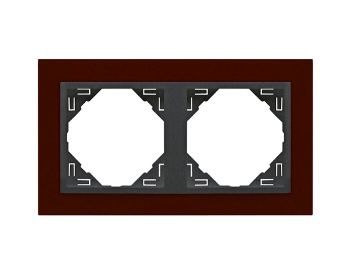90920 TBS Рамка подвійна ANIMATO металік червоний / металікік графіт