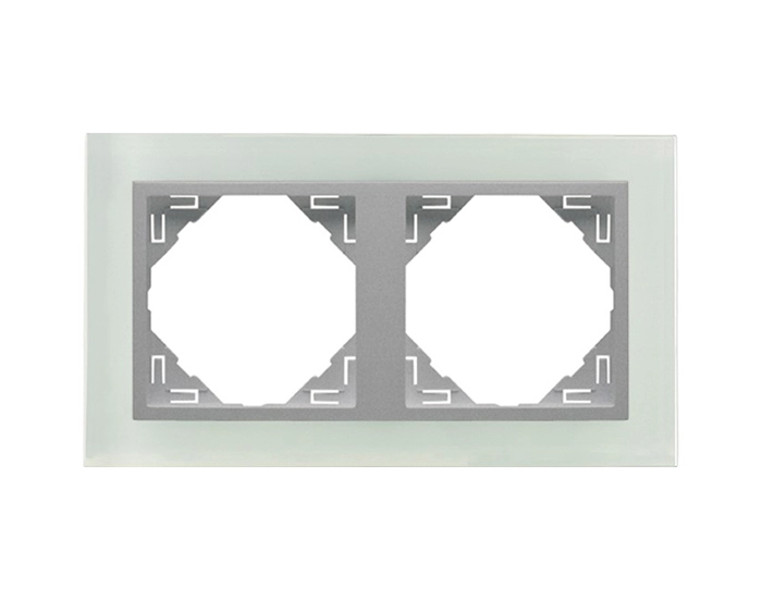 90920 TCA Рамка подвійна універсальна LOGUS Склокераміка з пласт. вставкою алюміній