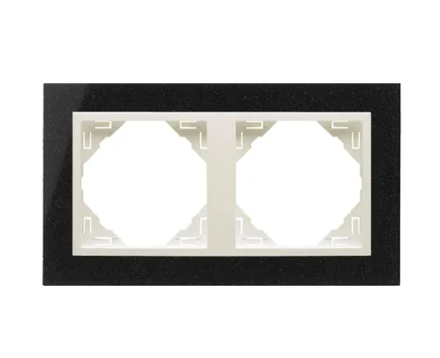 Рамка подвійна універсальна LOGUS Граніт з пласт. вставкою крига
