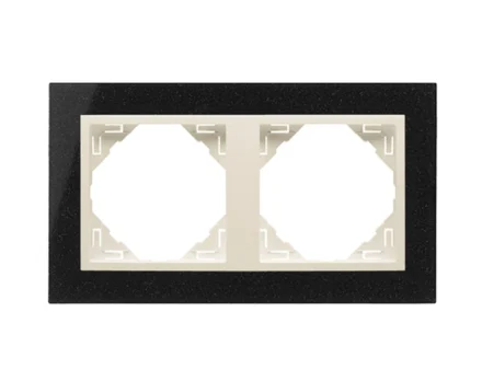 Рамка подвійна універсальна LOGUS Граніт з пласт. вставкою перламутр