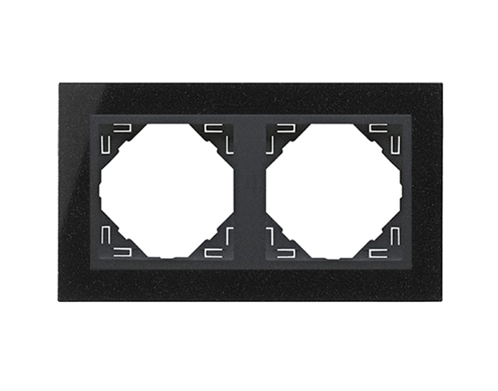 90920 TGS Рамка подвійна універсальна LOGUS Граніт з пласт. вставкою графіт