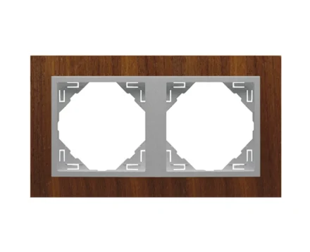 рамка подвійна універсальна LOGUS Горіх з пласт. вставкою алюміній