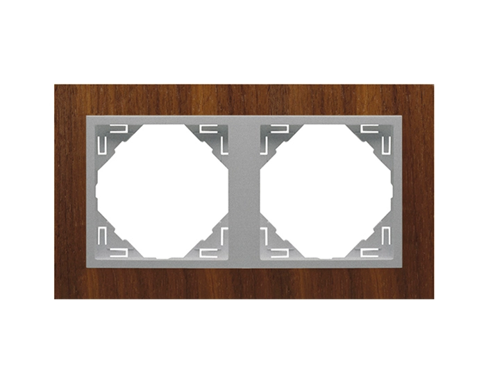 90920 TNA рамка подвійна універсальна LOGUS Горіх з пласт. вставкою алюміній
