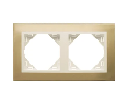 Рамка подвійна універсальна LOGUS Золото з пласт. вставкою перламутр