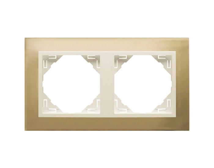 90920 TOP Рамка подвійна універсальна LOGUS Золото з пласт. вставкою перламутр