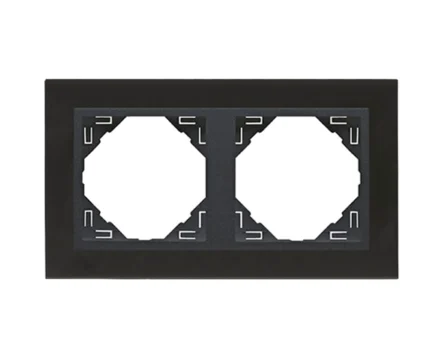 Рамка подвійна універсальна LOGUS Нікель з пласт. вставкою графіт