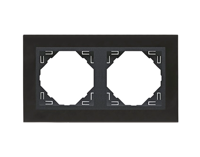 90920 TQS Рамка подвійна універсальна LOGUS Нікель з пласт. вставкою графіт