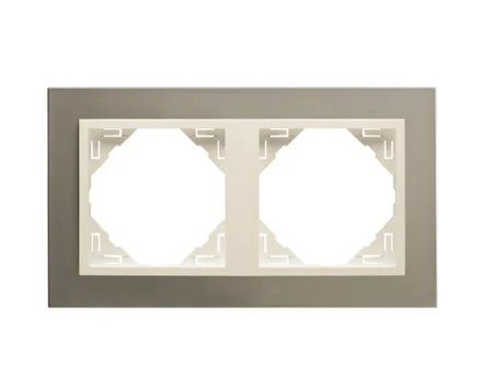 Рамка подвійна універсальна LOGUS Титан з пласт. вставкою перламутр