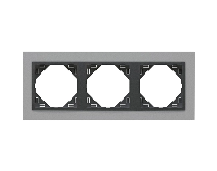 90930 TAS Рамка потрійна ANIMATO металік алюміній / металікік графіт