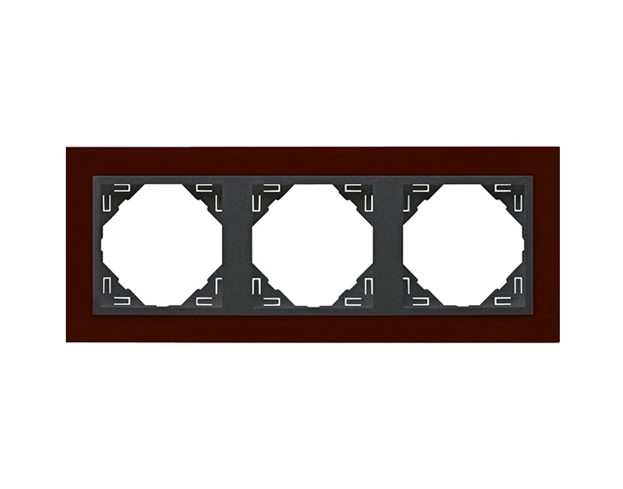 90930 TBS Рамка потрійна ANIMATO металік червоний / металікік графіт