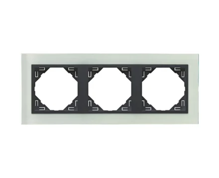 Рамка потрійна універсальна LOGUS Склокераміка з пласт. вставкою графіт