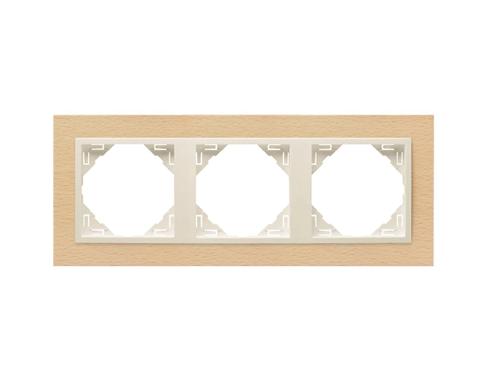 90930 TFP рамка потрійна універсальна LOGUS Бук з пласт. вставкою перламутр