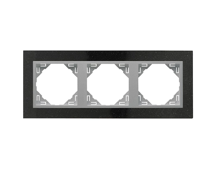 90930 TGA Рамка потрійна універсальна LOGUS Граніт з пласт. вставкою алюміній