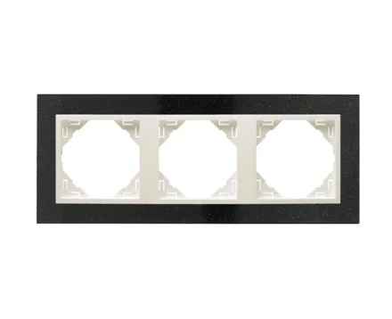 Рамка потрійна універсальна LOGUS Граніт з пласт. вставкою крига