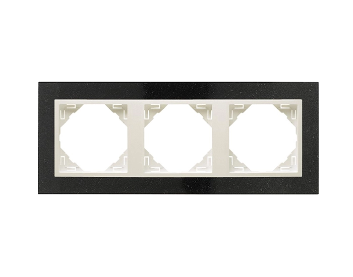 90930 TGG Рамка потрійна універсальна LOGUS Граніт з пласт. вставкою крига