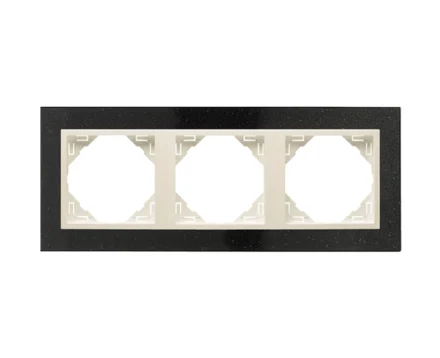 Рамка потрійна універсальна LOGUS Граніт з пласт. вставкою перламутр