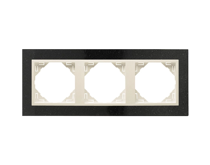 90930 TGP Рамка потрійна універсальна LOGUS Граніт з пласт. вставкою перламутр