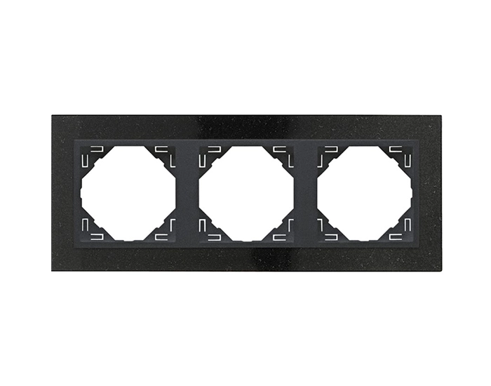 90930 TGS Рамка потрійна універсальна LOGUS Граніт з пласт. вставкою графіт