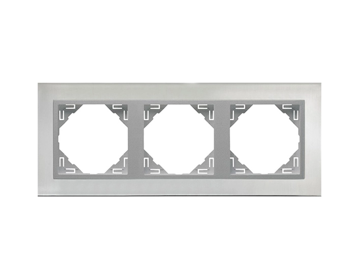 90930 TIA Рамка потрійна універсальна LOGUS Сталь з пласт. вставкою алюміній