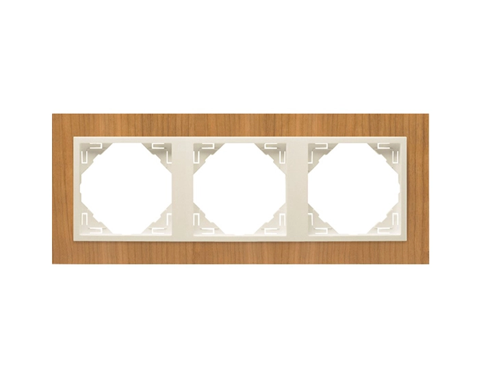 90930 TJP рамка потрійна універсальна LOGUS Вишня з пласт. вставкою перламутр