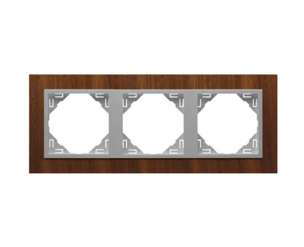 рамка потрійна універсальна LOGUS Горіх з пласт. вставкою алюміній