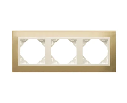 Рамка потрійна універсальна LOGUS Золото з пласт. вставкою перламутр