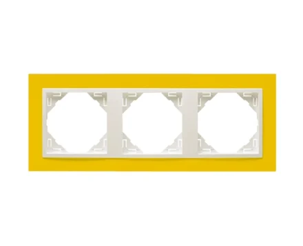 Рамка потрійна ANIMATO жовтий / металік крижаний