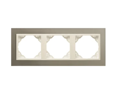 Рамка потрійна універсальна LOGUS Титан з пласт. вставкою перламутр