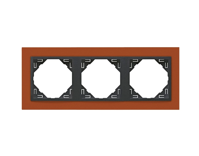 90930 TTS Рамка потрійна ANIMATO металік оранжевий / металікік графіт