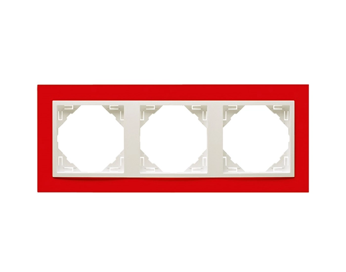 90930 TVG Рамка потрійна ANIMATO червоний / металік крижаний