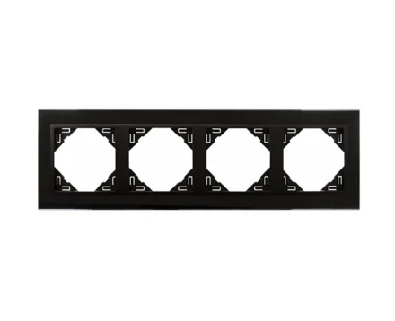 Рамка 4-кратна універсальна LOGUS Склокераміка з пласт. вставкою чорний матовий