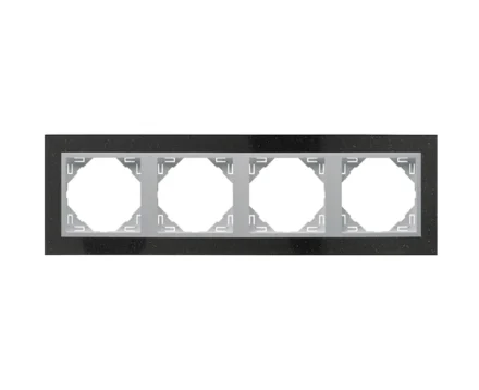 Рамка 4-кратна універсальна LOGUS Граніт з пласт. вставкою алюміній