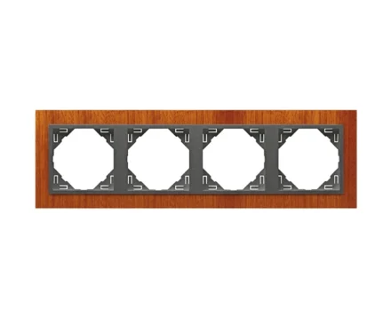 рамка 4-кратна універсальна LOGUS Махонь з пласт. вставкою графіт