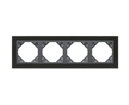 Рамка 4-кратна універсальна LOGUS Нікель з пласт. вставкою графіт