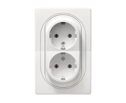 Комплект: механізм розетки 2-на+рамка 1-на 80*80 Aling-Conel EON, білий