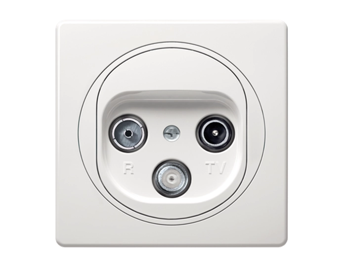 E612S.00 Комплект: механізм розетка ТV/FM/SAT+рамка 1-на 80*80 Aling-Conel EON, білий