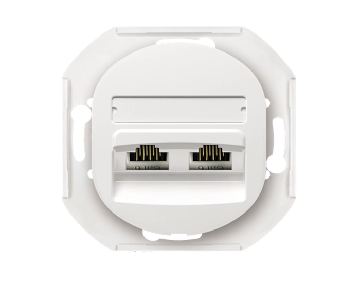 E614.0 Механізм розетка 2-на комп'ют. 2*RJ45 Cat5e, UTP, Aling-Conel EON, білий