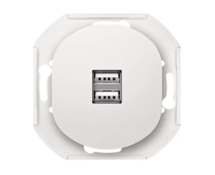 Механізм заряд.пристрій USB 2-ний 2,1А, Aling-Conel EON, біл.