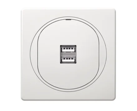 Комплект: механізм заряд.пристрій USB 2-ний 2,1А+рамка 1-на 80*80 Aling-Conel EON, біл.