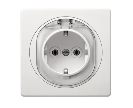 Комплект: механізм розетки 1-на з заземл. з кришкою+рамка 1-на 80*80 Aling-Conel EON, білий