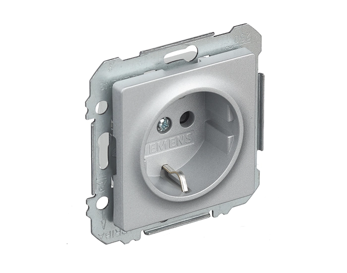 10524AM Розетка 1-на 2P+Z, ШУКО SIEMENS LINE 16А, 250V, алюміній
