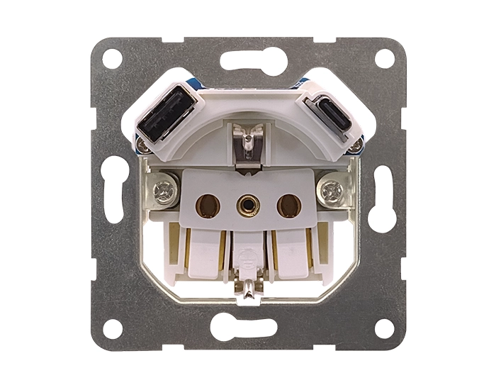 18524-USBC AF мех Розетка 2P+E 230V/16A з зар.прист. USB тип A+C SIEMENS DELTA Iris алюміній ф'южн