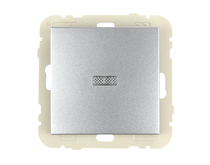 21012 TAL Вимикача 1кл. LOGUS 10АХ, 250V з підсвіткою, металік алюмінієвий