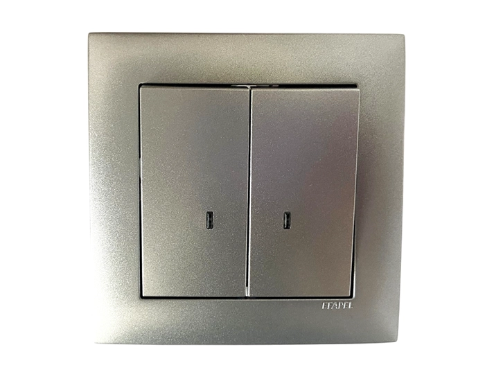 21062 TAL Вимикач 2кл. з підсвіткою LOGUS 10АХ, 250V металік алюмінієвий