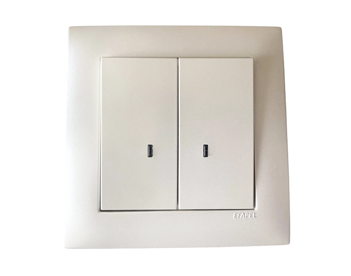 21062 TGE Вимикач 2кл. з підсвіткою LOGUS 10АХ, 250V металік крижаний