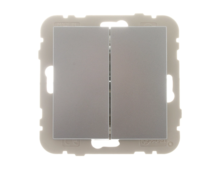 21101 TAL Вимикач 2кл. сходового LOGUS 10АХ, 250V металік алюмінієвий