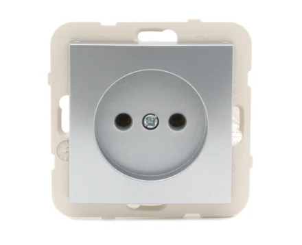 Розетка одинарна без з/к LOGUS 16А, 250V, металік алюмінієвий